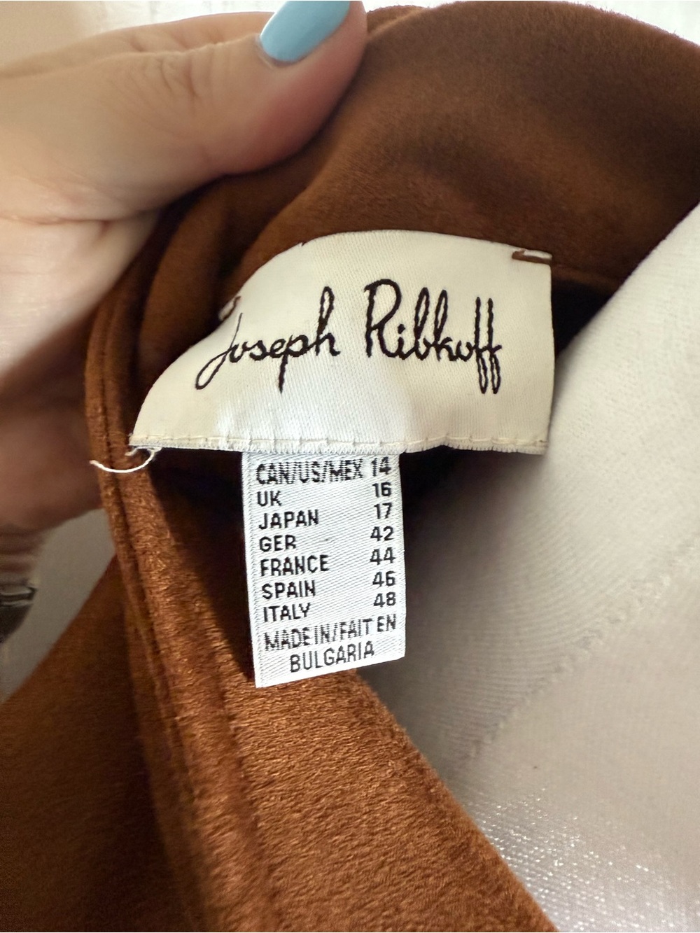 Joseph Ribkoff Chestnut Brown Suede Zip-Front Cape Jacket with Bell Sleeves - Picture 7 of 7